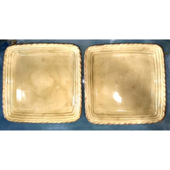 Square Artimino Tuscan Countryside Cream Stoneware 2 Dinner Plates - Picture 8 of 8